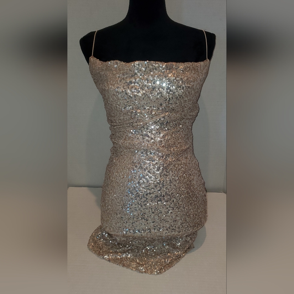 Windsor Sparkling Pale Pink Mini Dress w/ Silver Sequins Sz 7/8